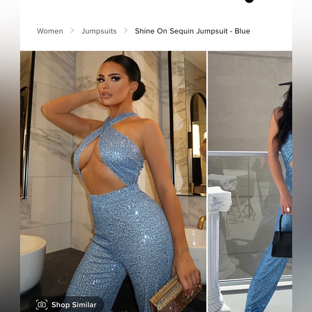 Brand new sequin blue jumpsuit